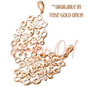 Intricate Oval Lace Flower Metal Dangle Earrings